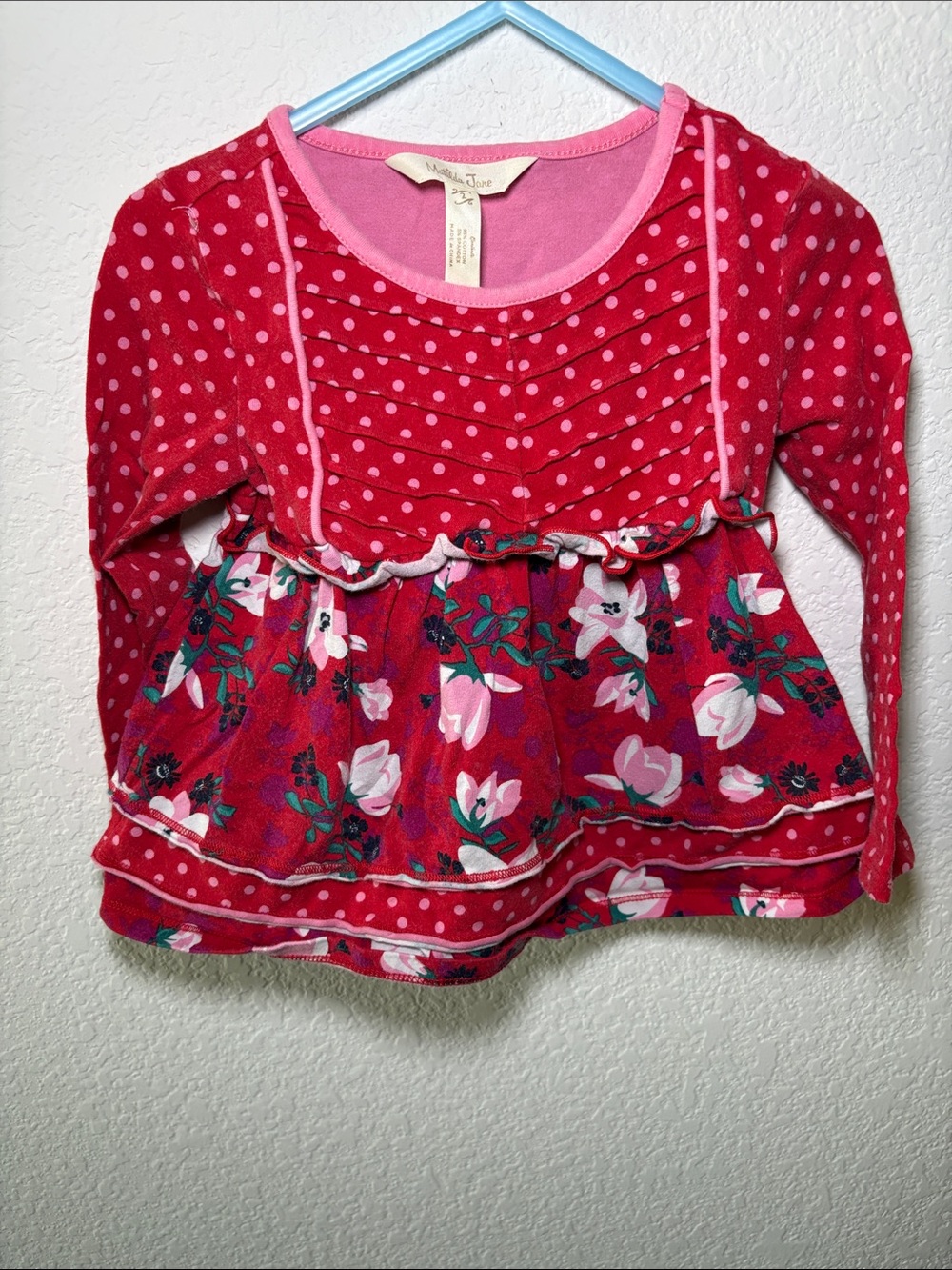Matilda Jane Red and Pink Floral Peplum Sweater